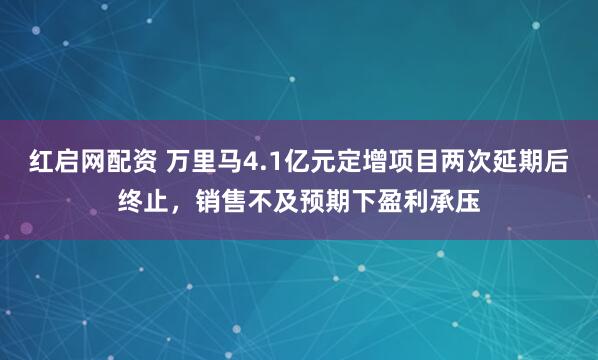红启网配资 万里马4.1亿元定增项目两次延期后终止，销售不及预期下盈利承压