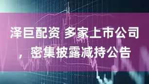 泽巨配资 多家上市公司，密集披露减持公告