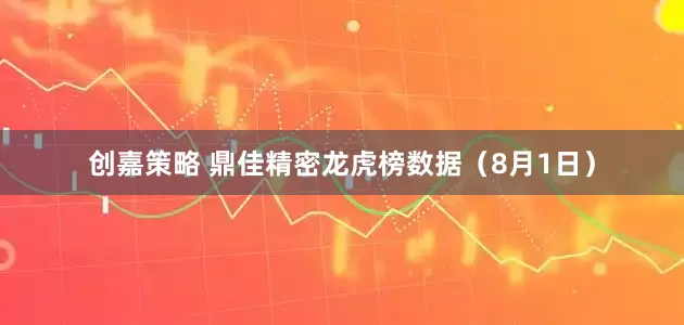 创嘉策略 鼎佳精密龙虎榜数据（8月1日）
