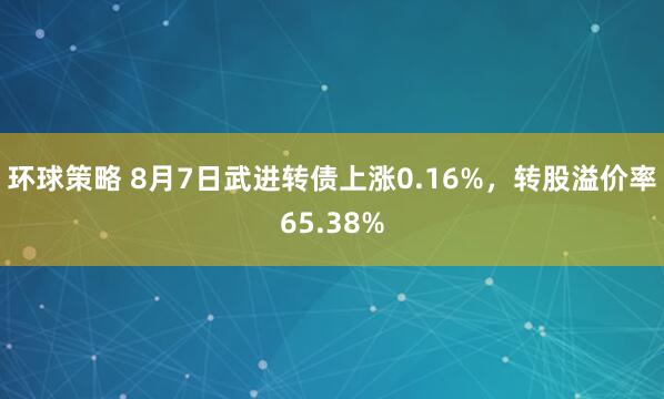 环球策略 8月7日武进转债上涨0.16%，转股溢价率65.38%