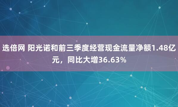 选倍网 阳光诺和前三季度经营现金流量净额1.48亿元，同比大增36.63%