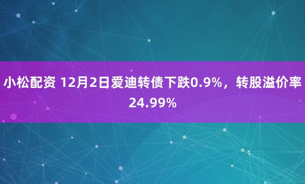 小松配资 12月2日爱迪转债下跌0.9%,转股溢价率24.99%
